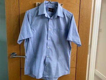 Selling with online payment: Boys Short Sleeved Blue Shirt 14.5" 36"